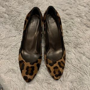 Stuart weitzman furry leopard heels